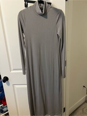 Free People Long Sleeve Turtleneck Maxi Dress - Gray